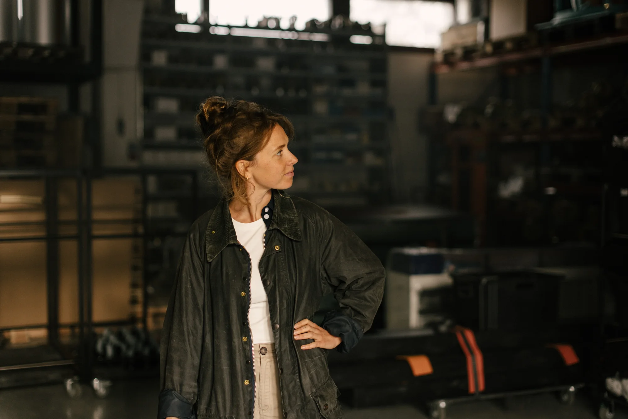 Woman standing in a workshop